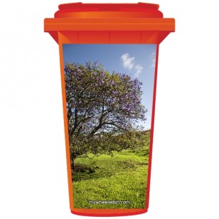 Flowering Tree In A Field Wheelie Bin Sticker Panel